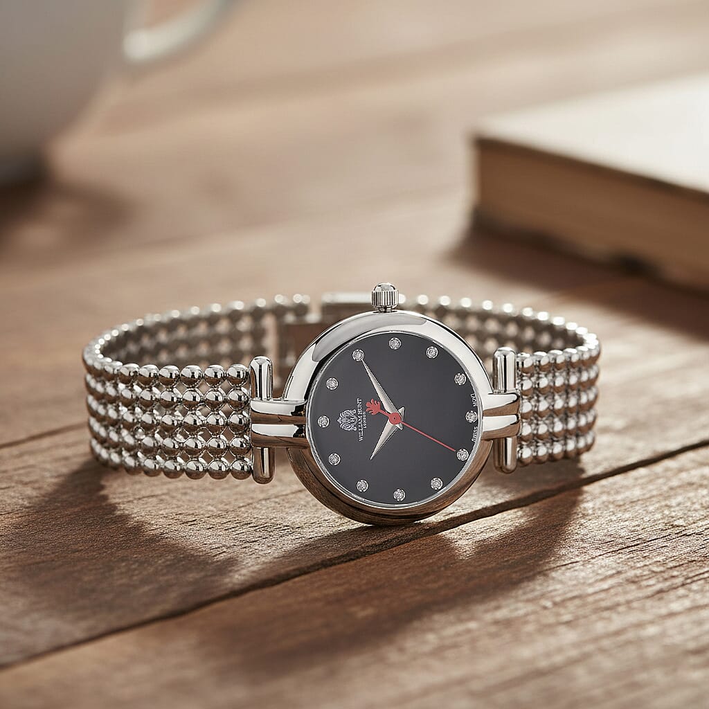 WILLIAM HUNT Limited Edition Swiss Movement Lab Grown Diamonds (VVS- E-F) Watch With 5ATM Water Resistance and Bubble Strap With Gift Box - Silver V32653337 2