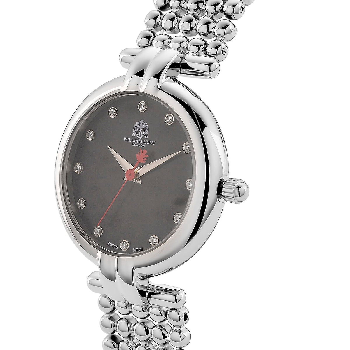 WILLIAM HUNT Limited Edition Swiss Movement Lab Grown Diamonds (VVS- E-F) Watch With 5ATM Water Resistance and Bubble Strap With Gift Box - Silver V32653337 4