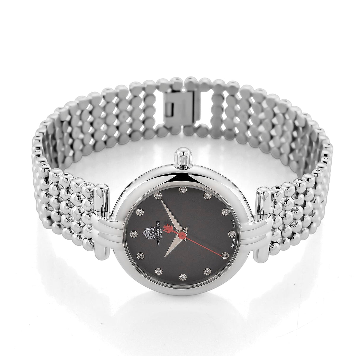WILLIAM HUNT Limited Edition Swiss Movement Lab Grown Diamonds (VVS- E-F) Watch With 5ATM Water Resistance and Bubble Strap With Gift Box - Silver V32653337 5