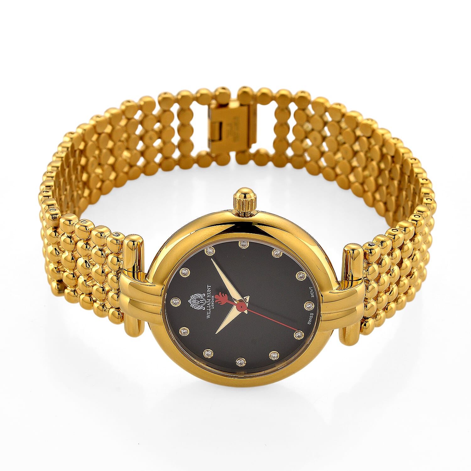 WILLIAM HUNT Limited Edition Swiss Movement Lab Grown Diamonds (VVS- E-F) Watch With 5ATM Water Resistance and Bubble Strap With Gift Box - Gold 8417252 5