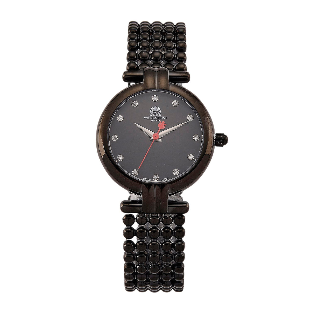 WILLIAM HUNT Limited Edition Swiss Movement Lab Grown Diamonds (VVS- E-F) Watch With 5ATM Water Resistance and Bubble Strap With Gift Box - Black V32535887 0