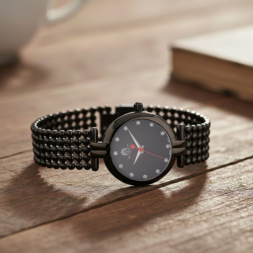 WILLIAM HUNT Limited Edition Swiss Movement Lab Grown Diamonds (VVS- E-F) Watch With 5ATM Water Resistance and Bubble Strap With Gift Box - Black V32535887 2