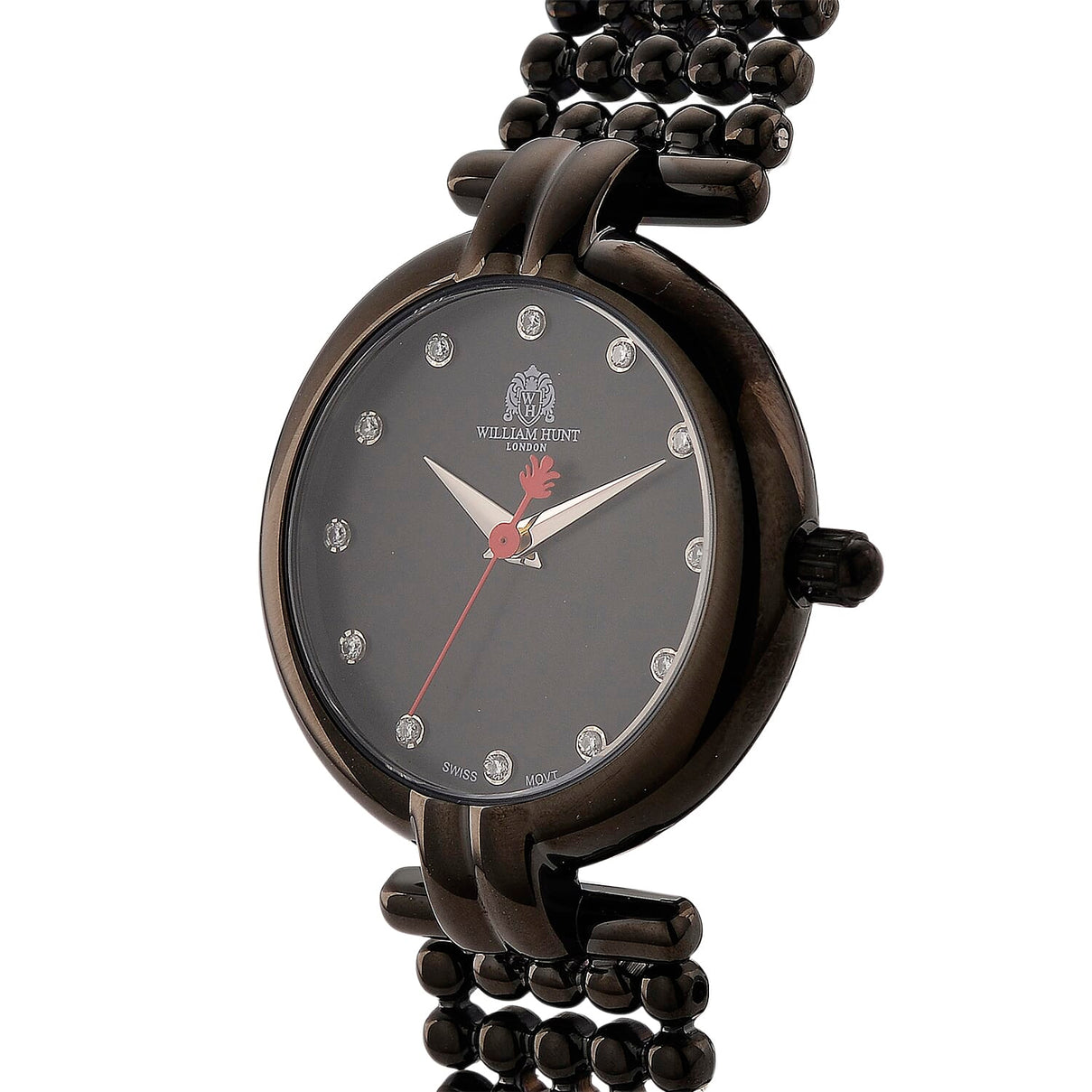 WILLIAM HUNT Limited Edition Swiss Movement Lab Grown Diamonds (VVS- E-F) Watch With 5ATM Water Resistance and Bubble Strap With Gift Box - Black V32535887 4