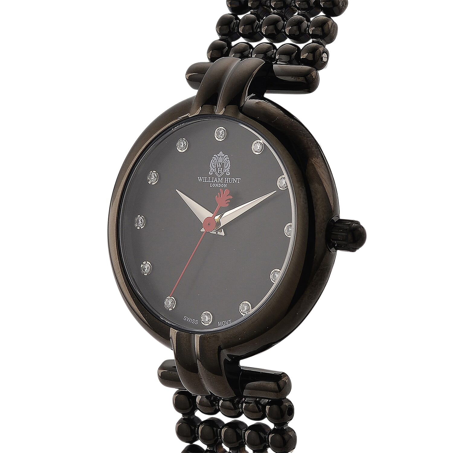 WILLIAM HUNT Limited Edition Swiss Movement Lab Grown Diamonds (VVS- E-F) Watch With 5ATM Water Resistance and Bubble Strap With Gift Box - Black V32535887 4