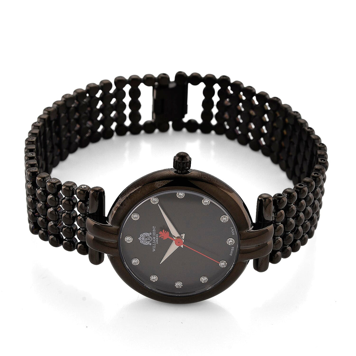 WILLIAM HUNT Limited Edition Swiss Movement Lab Grown Diamonds (VVS- E-F) Watch With 5ATM Water Resistance and Bubble Strap With Gift Box - Black V32535887 5