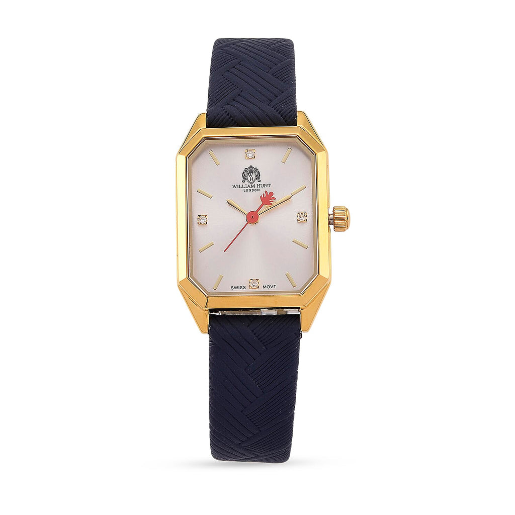 William Hunt London Legacy Lab Grown Diamond (VVS E-F) 5ATM Water Resistancy Watch with Genuine Leather Strap Swiss Movement- Blue