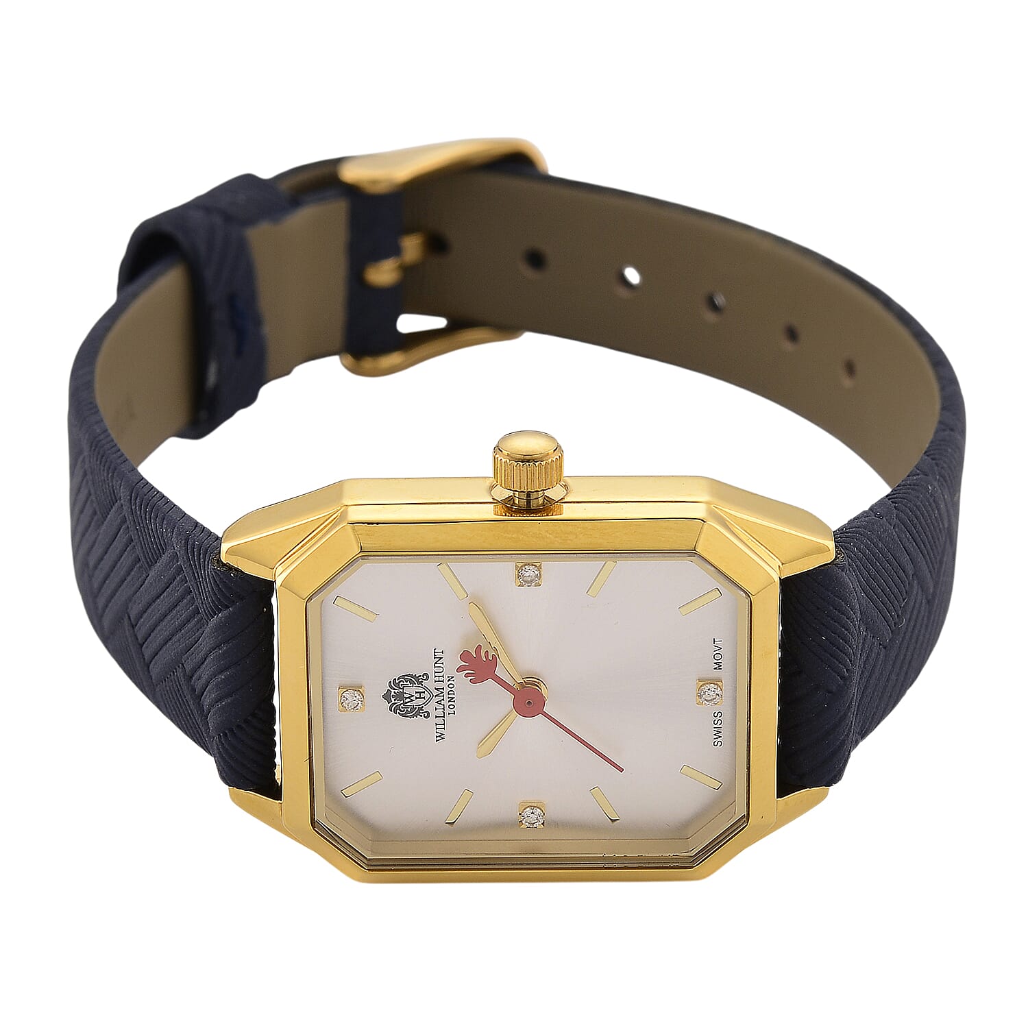 Mother's Day Gift Idea- William Hunt London Legacy Lab Grown Diamond (VVS E-F) 5ATM Water Resistance Watch with Genuine Leather Strap, Swiss Movement 8414795 5