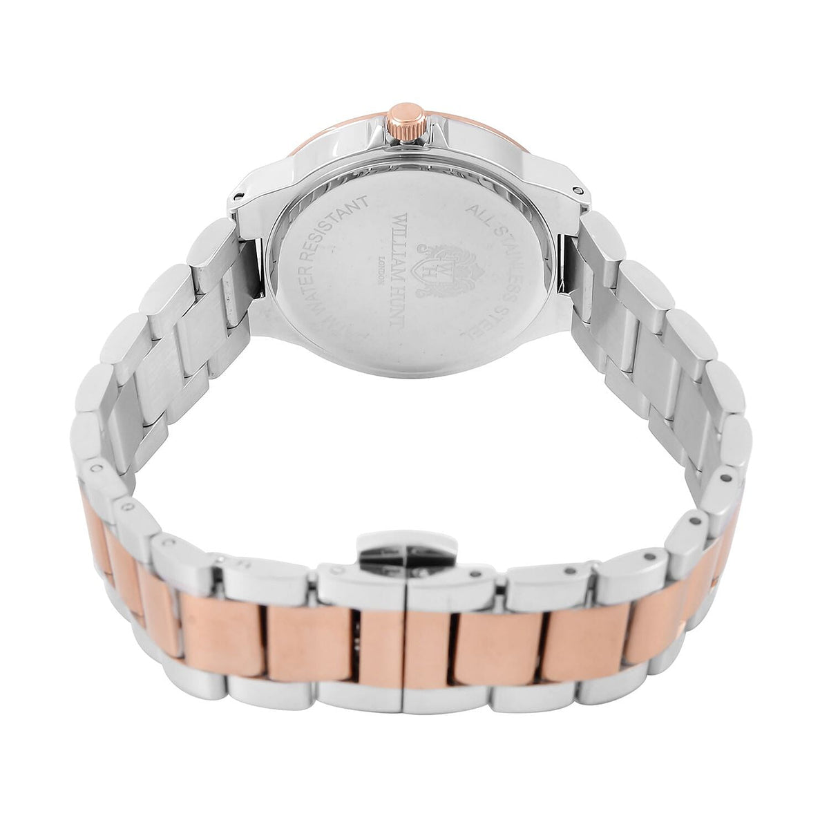 William Hunt Miyota Japanese Movement Moissanite Studded Black Dial Water Resistant Watch with Two-Tone Chain Strap 7522863 6