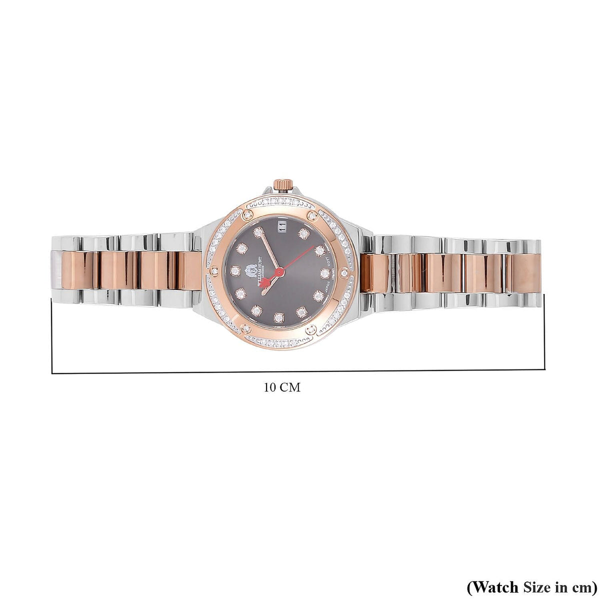William Hunt Miyota Japanese Movement Moissanite Studded Black Dial Water Resistant Watch with Two-Tone Chain Strap 7522863 7
