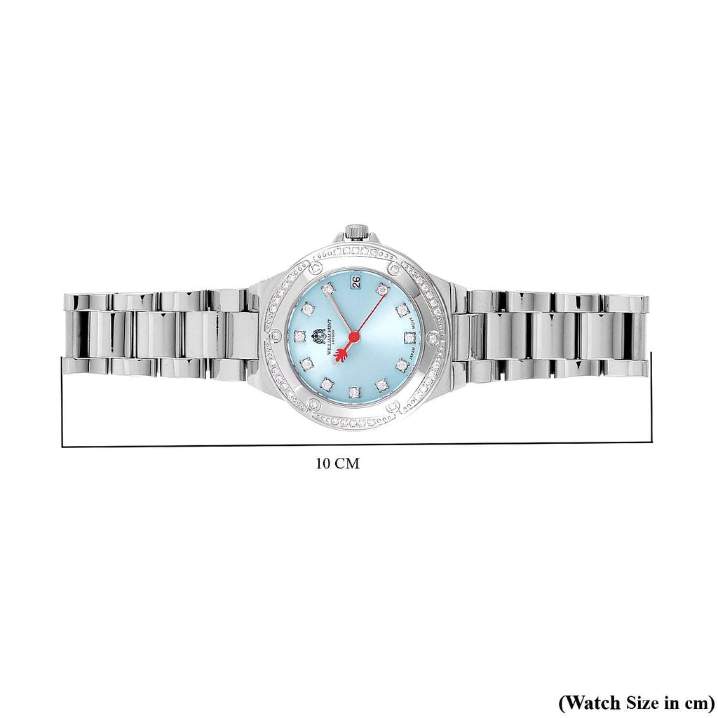 Limited Edition Exclusive William Hunt London Legacy Moissanite Watch With Japanese Miyota Movement, 5 ATM Water Resistance, Calendar Function Presented in a Gift Box - Blue