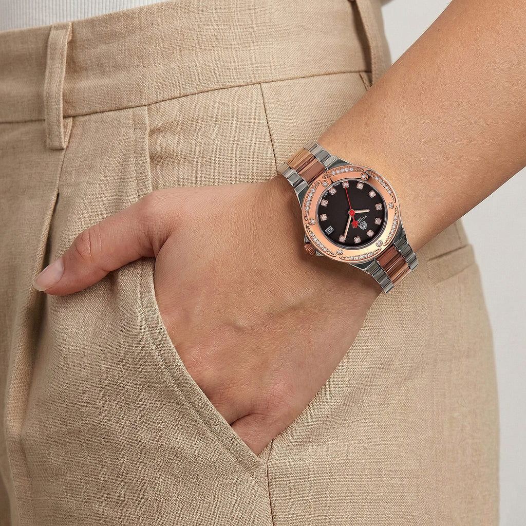 Limited Edition Exclusive William Hunt London Legacy Moissanite Watch With Japanese Miyota Movement, 5 ATM Water Resistance, Calendar Function Presented in a Gift Box - Black