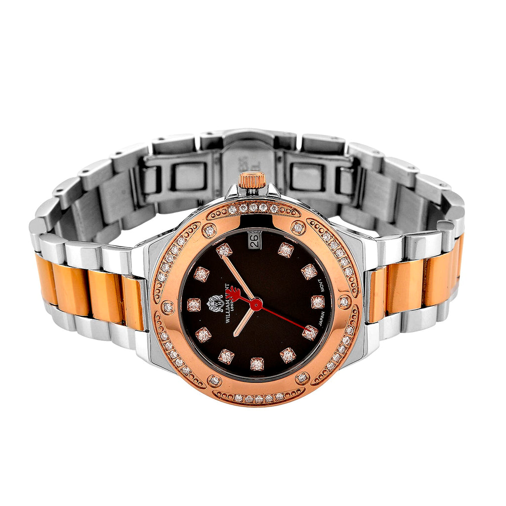 Limited Edition Exclusive William Hunt London Legacy Moissanite Watch With Japanese Miyota Movement, 5 ATM Water Resistance, Calendar Function Presented in a Gift Box - Black