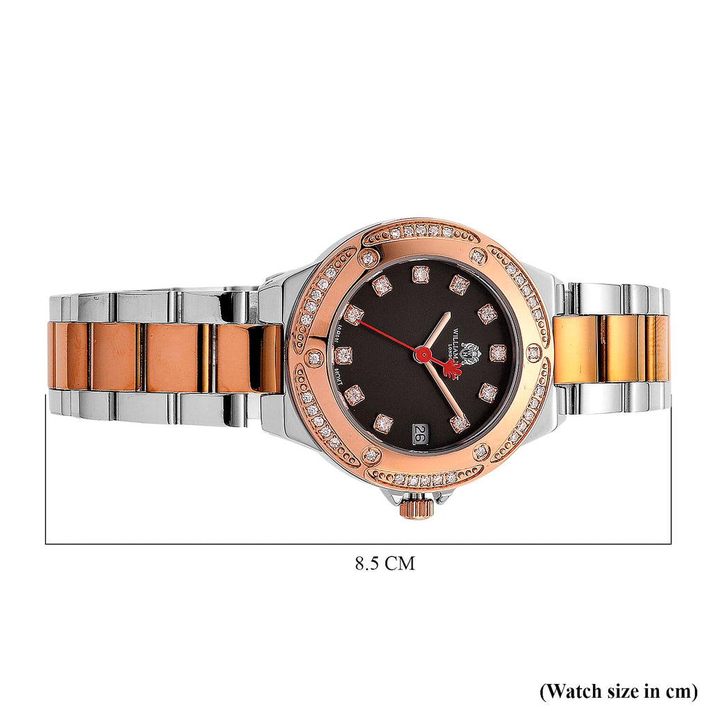 Limited Edition Exclusive William Hunt London Legacy Moissanite Watch With Japanese Miyota Movement, 5 ATM Water Resistance, Calendar Function Presented in a Gift Box - Black