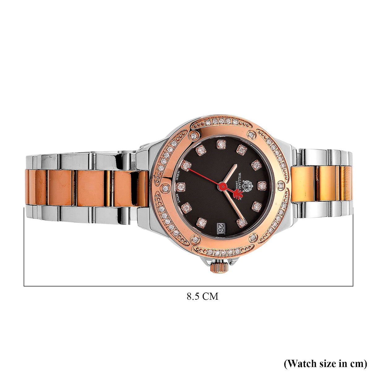 William Hunt London Legacy Moissanite Watch With Japanese Miyota Movement, 5 ATM Water Resistance, Calendar Function Presented in a Gift Box - Black 8431547 8