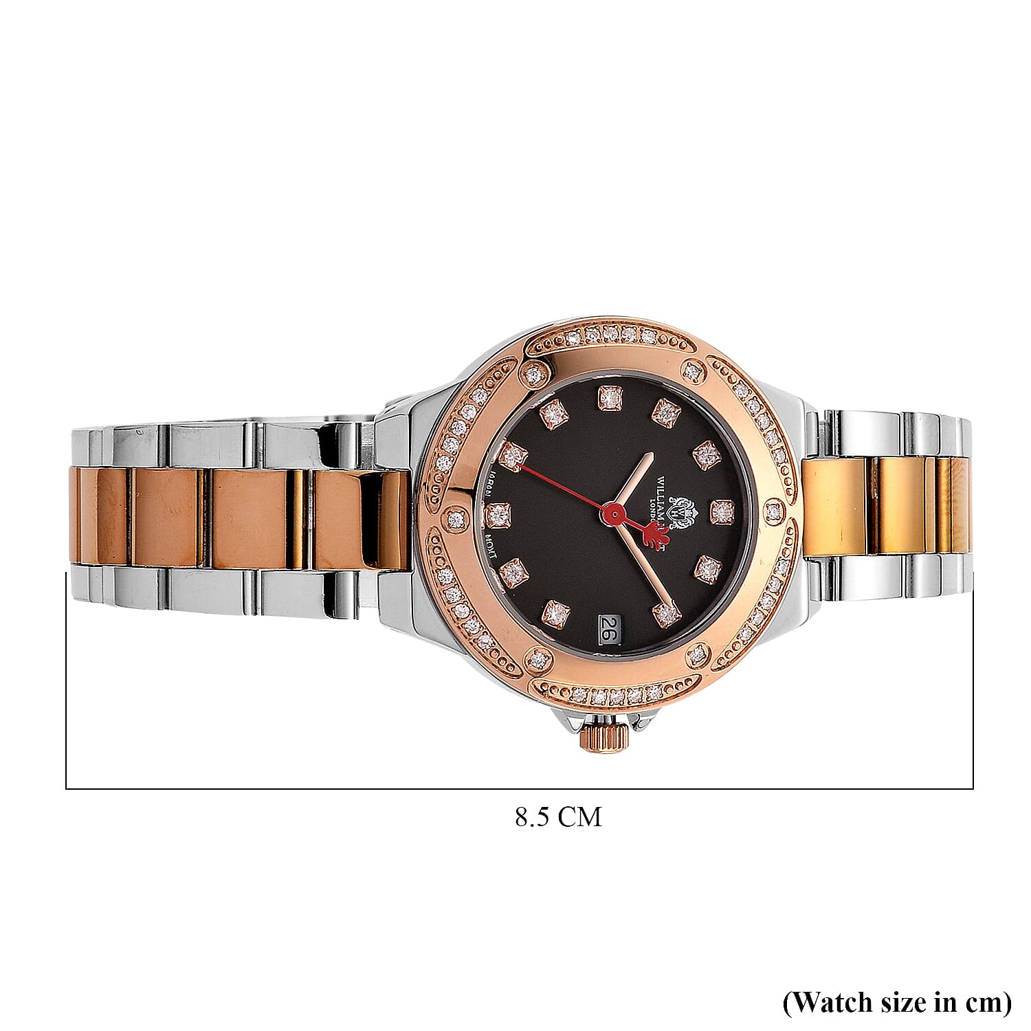 William Hunt London Legacy Moissanite Watch With Japanese Miyota Movement, 5 ATM Water Resistance, Calendar Function Presented in a Gift Box - Black 8431547 8