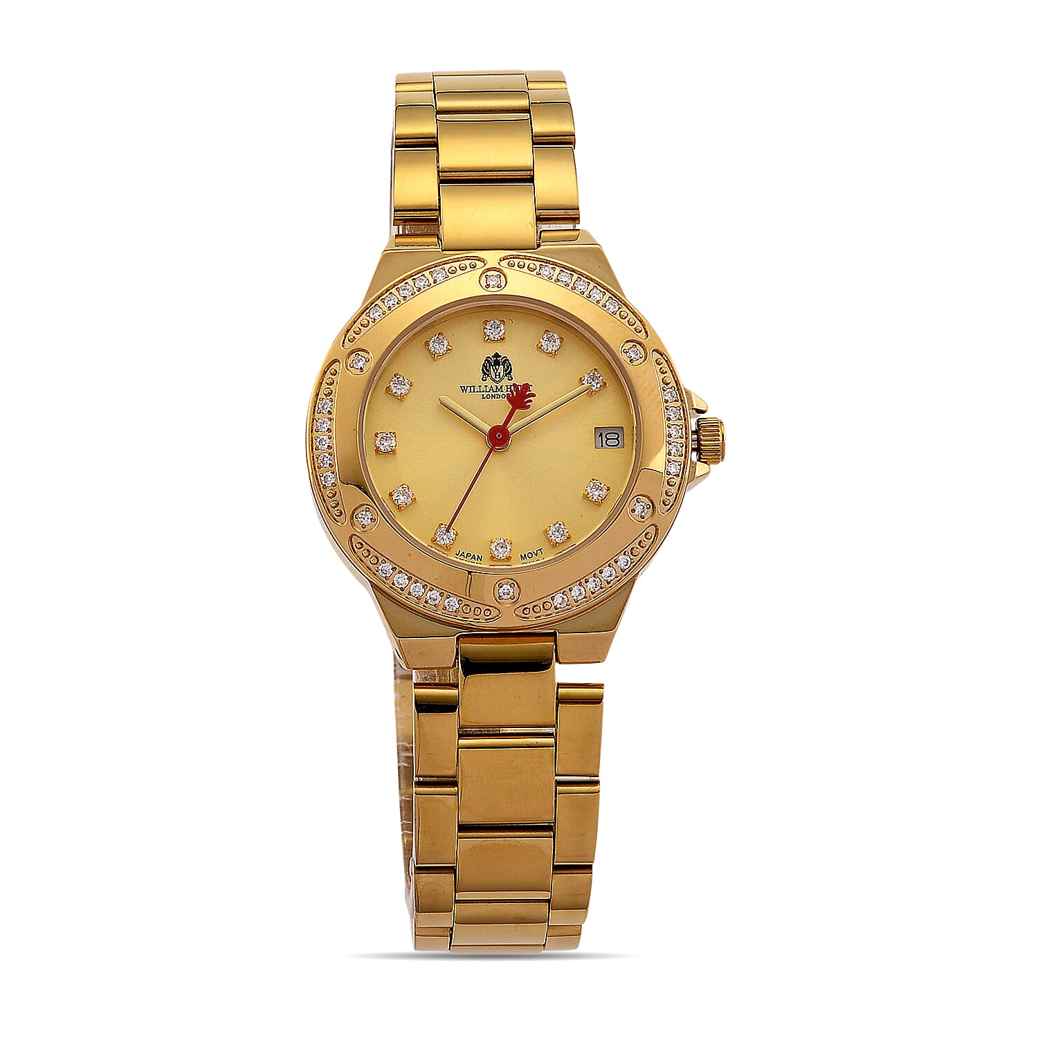 William Hunt London Legacy Moissanite Watch With Japanese Miyota Movement, 5 ATM Water Resistance, Calendar Function Presented in a Gift Box - Gold 8431548 0