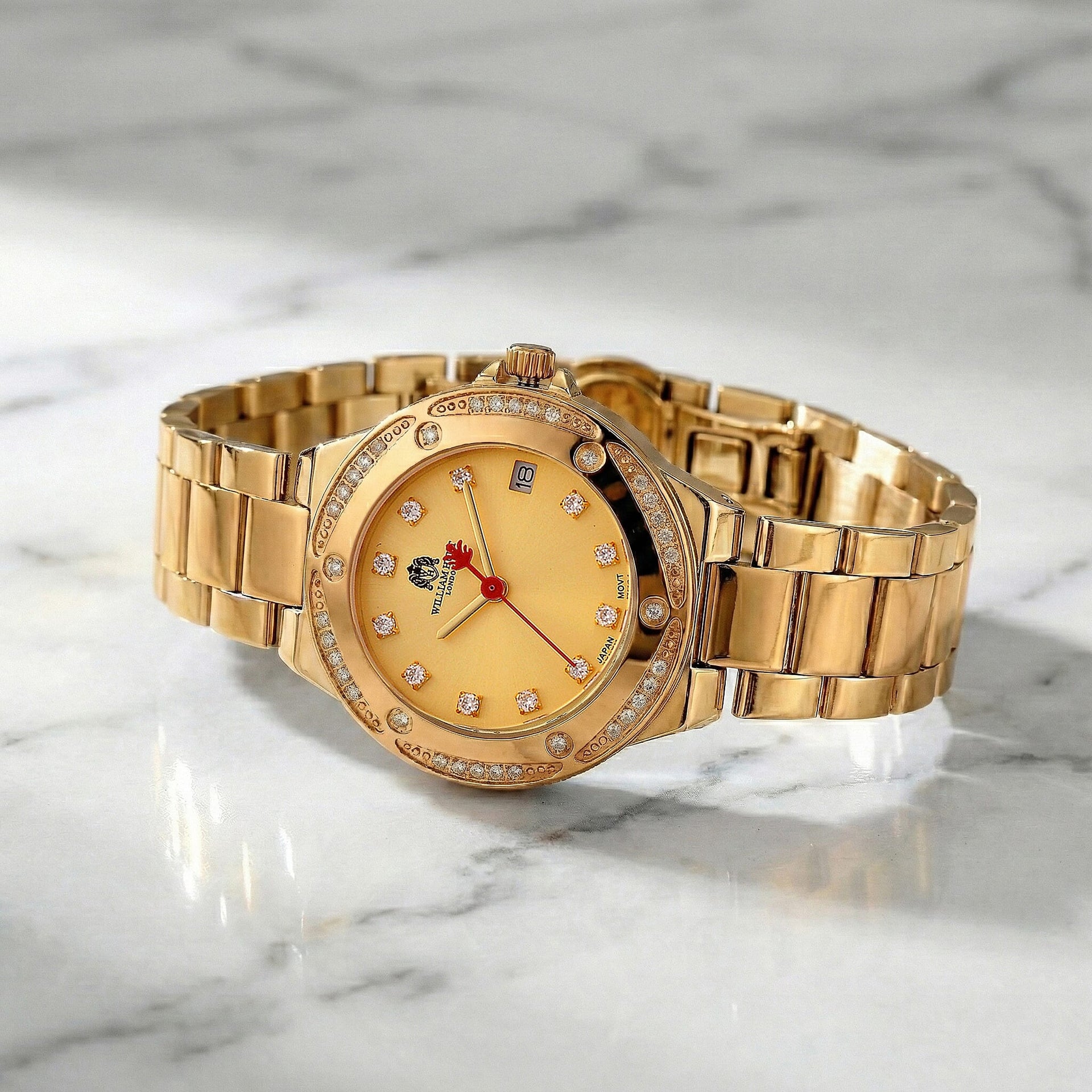 William Hunt London Legacy Moissanite Watch With Japanese Miyota Movement, 5 ATM Water Resistance, Calendar Function Presented in a Gift Box - Gold 8431548 2