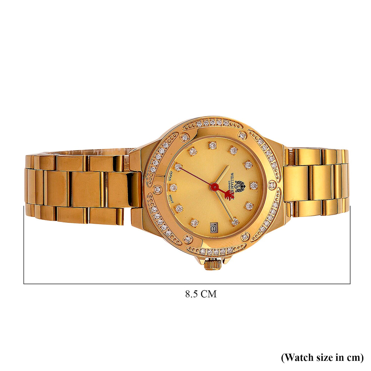 William Hunt London Legacy Moissanite Watch With Japanese Miyota Movement, 5 ATM Water Resistance, Calendar Function Presented in a Gift Box - Gold 8431548 8