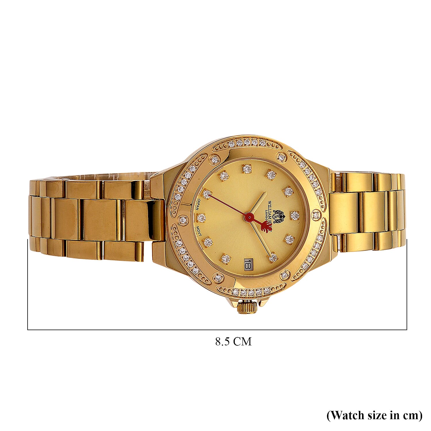 William Hunt London Legacy Moissanite Watch With Japanese Miyota Movement, 5 ATM Water Resistance, Calendar Function Presented in a Gift Box - Gold 8431548 8
