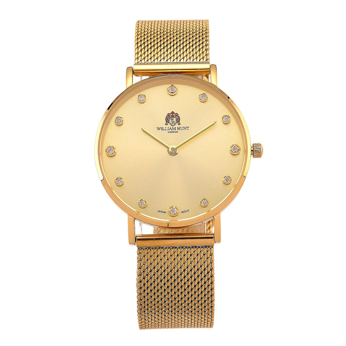 WILLIAM HUNT Limited Edition 5ATM Water Resistant Moissanite Watch - 36mm Dial With Milanese Strap - Yellow 8426692 1