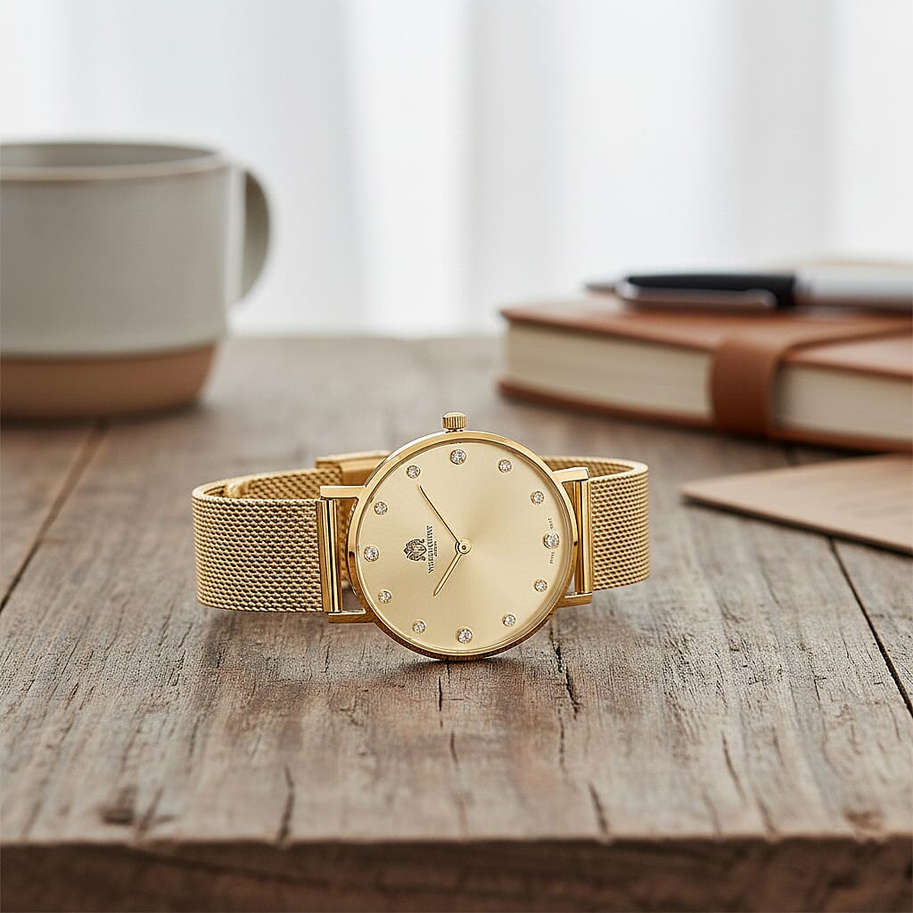 WILLIAM HUNT Limited Edition 5ATM Water Resistant Moissanite Watch - 36mm Dial With Milanese Strap - Yellow 8426692 2