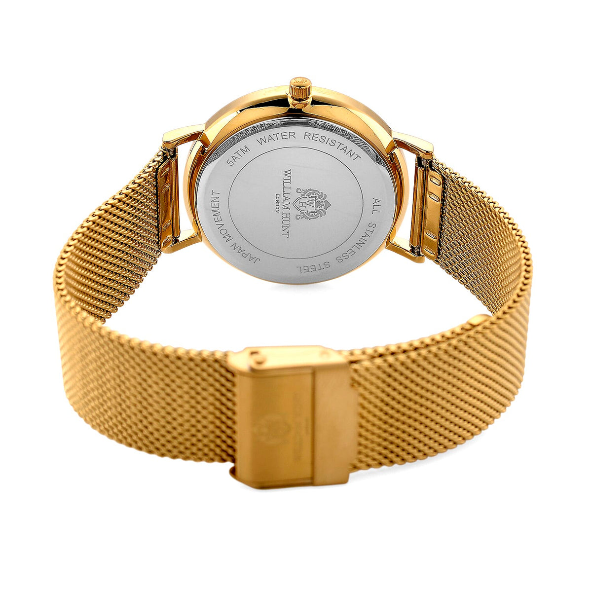 WILLIAM HUNT Limited Edition 5ATM Water Resistant Moissanite Watch - 36mm Dial With Milanese Strap - Yellow 8426692 7