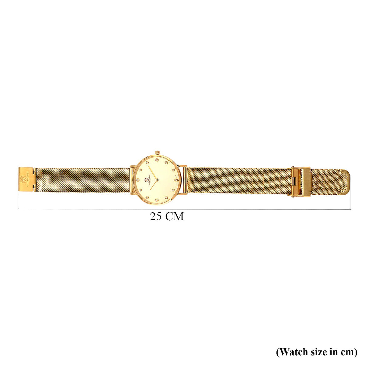 WILLIAM HUNT Limited Edition 5ATM Water Resistant Moissanite Watch - 36mm Dial With Milanese Strap - Yellow 8426692 8