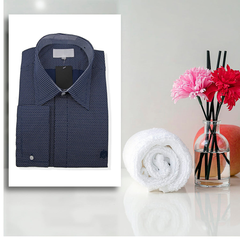 William Hunt Saville Row Forward Point Collar Dark Blue with White Shirt Size 16