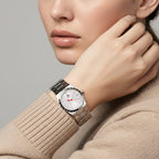 William Hunt Swiss Movement Diamond Studded Ladies Watch with White Dial and Silver and Silver Tone