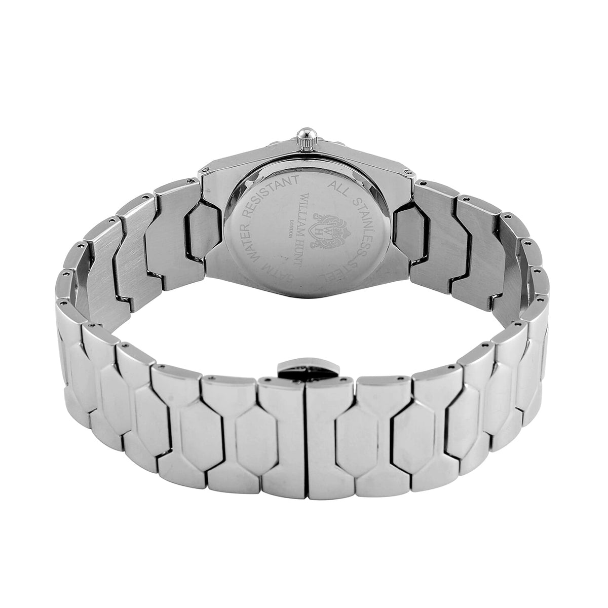 William Hunt Swiss Movement Diamond Studded Ladies Watch with White Dial and Silver and Silver Tone V32639532 6