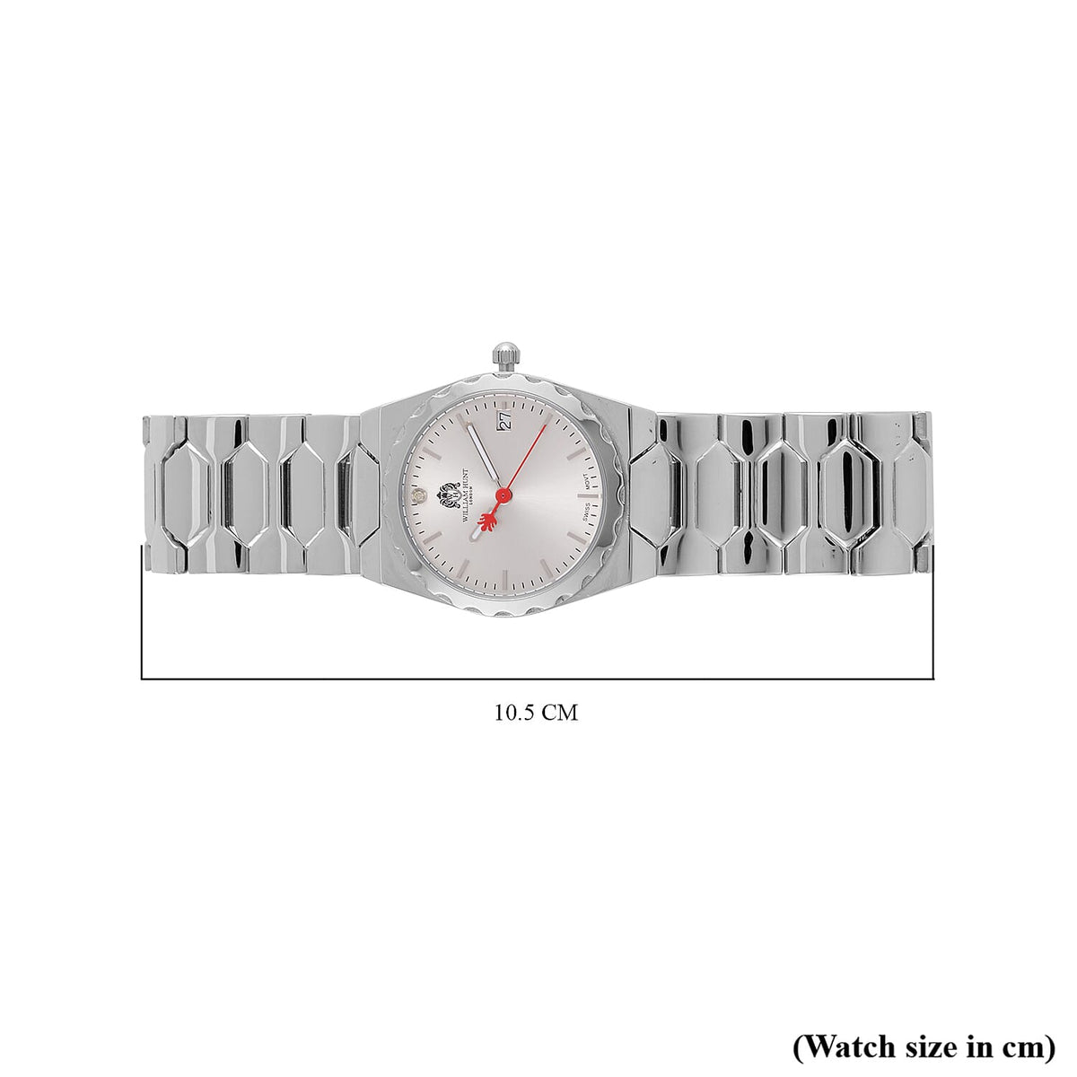 William Hunt Swiss Movement Diamond Studded Ladies Watch with White Dial and Silver and Silver Tone V32639532 7