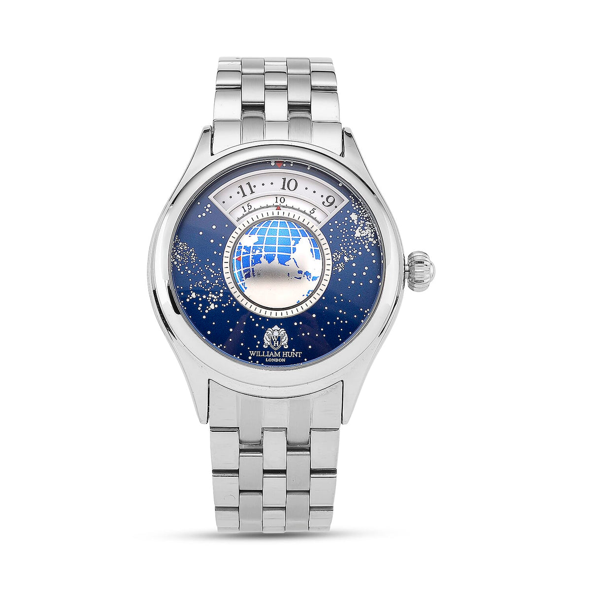 William Hunt Limited Edition Celestial Constellation Automatic Movt Watch With Rotating Globe 3ATM Water Resistance Presented in a Gift Box - Silver 8242304 0