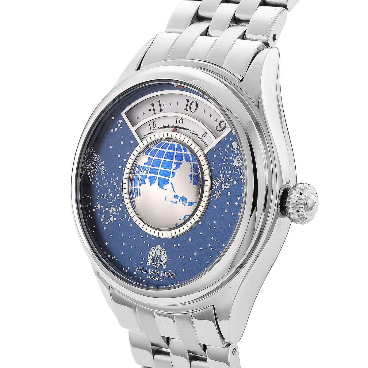William Hunt Limited Edition Celestial Constellation Automatic Movt Watch With Rotating Globe 3ATM Water Resistance Presented in a Gift Box - Silver 8242304 3