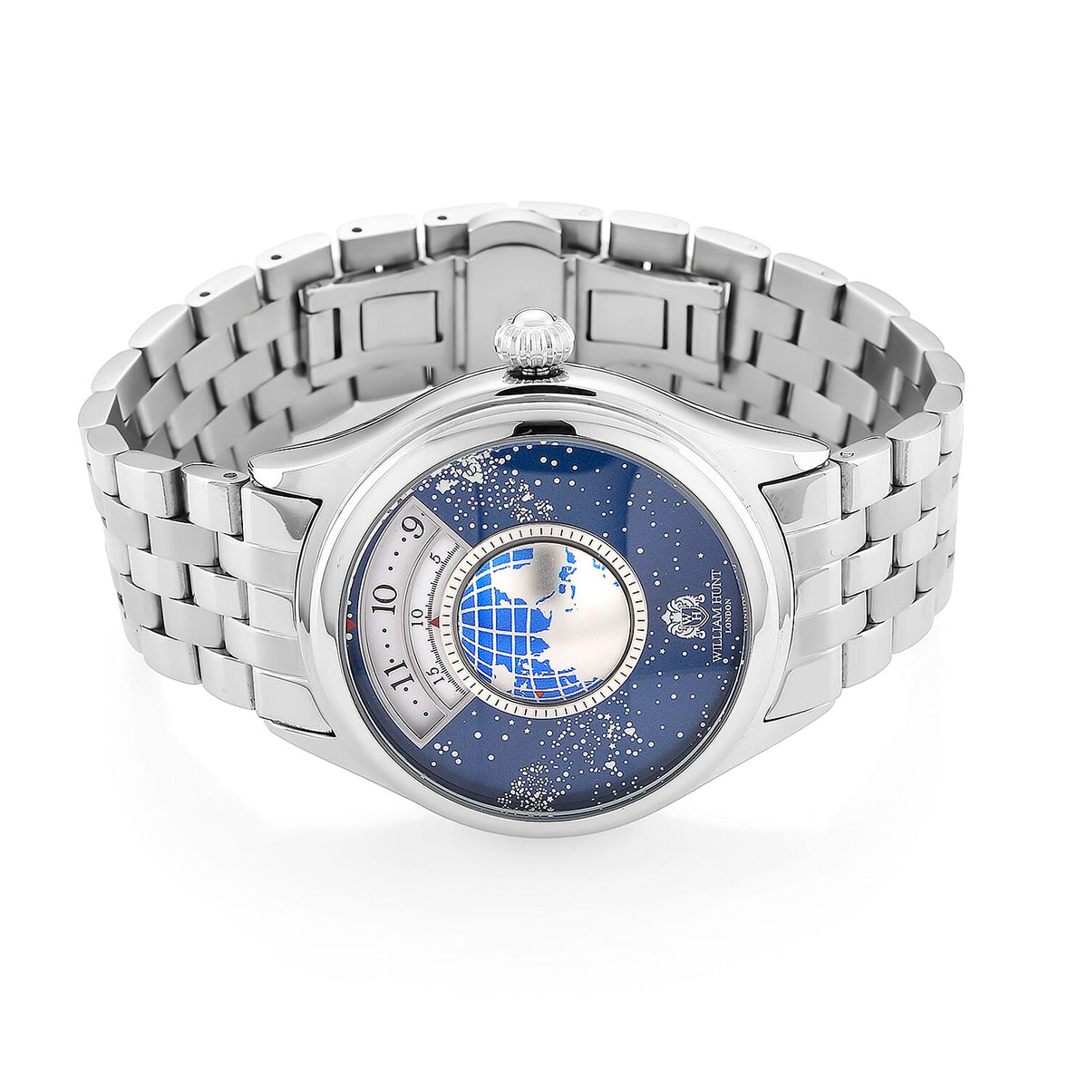 William Hunt Limited Edition Celestial Constellation Automatic Movt Watch With Rotating Globe 3ATM Water Resistance Presented in a Gift Box - Silver 8242304 4