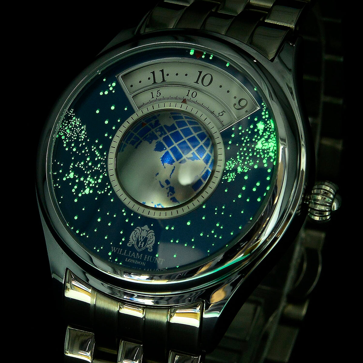 William Hunt Limited Edition Celestial Constellation Automatic Movt Watch With Rotating Globe 3ATM Water Resistance Presented in a Gift Box - Silver 8242304 7