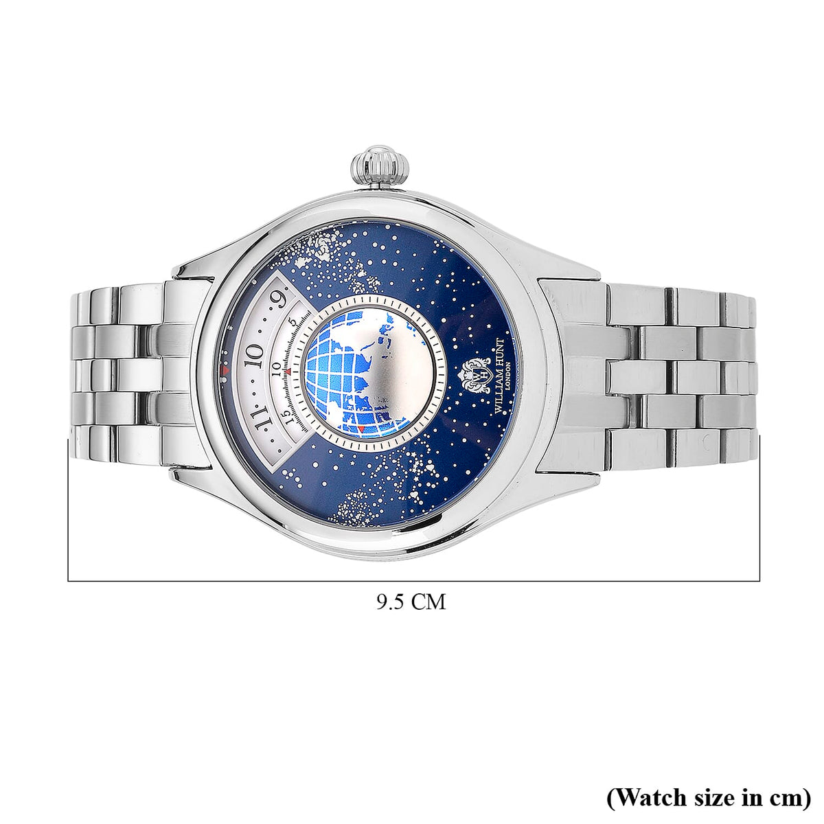 William Hunt Limited Edition Celestial Constellation Automatic Movt Watch With Rotating Globe 3ATM Water Resistance Presented in a Gift Box - Silver 8242304 8