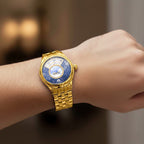 William Hunt Limited Edition Celestial Constellation Automatic Movt Watch With Rotating Globe 3ATM Water Resistancy Presented in a Gift Box - Gold Blue