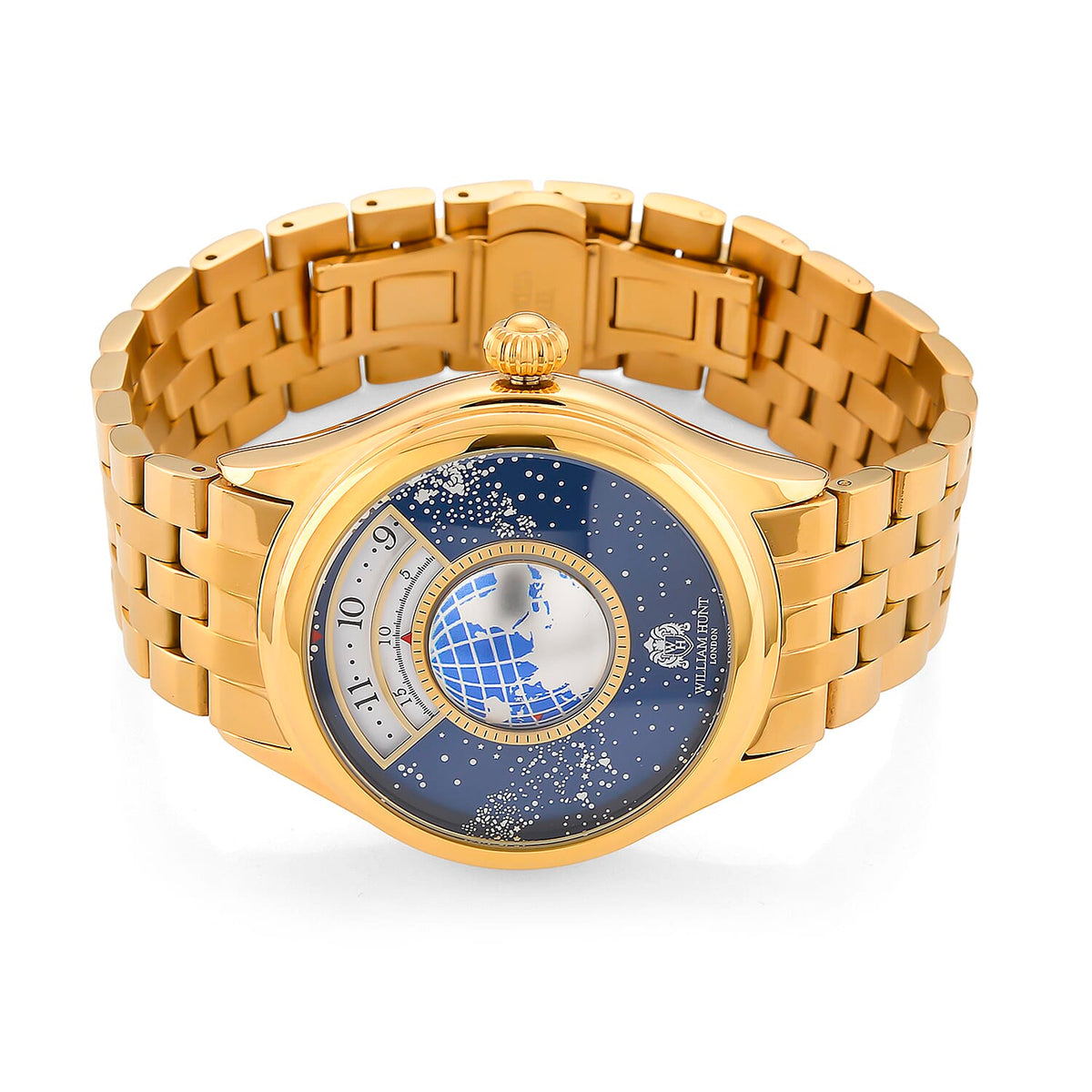 William Hunt Limited Edition Celestial Constellation Automatic Movt Watch With Rotating Globe 3ATM Water Resistancy Presented in a Gift Box - Gold Blue 8351497 5