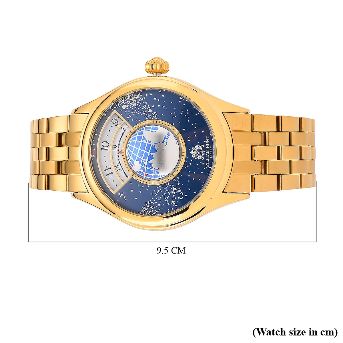 William Hunt Limited Edition Celestial Constellation Automatic Movt Watch With Rotating Globe 3ATM Water Resistancy Presented in a Gift Box - Gold Blue 8351497 9