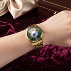 William Hunt Limited Edition Celestial Constellation Automatic Movt Watch With Rotating Globe 3ATM Water Resistancy Presented in a Gift Box - Gold Green