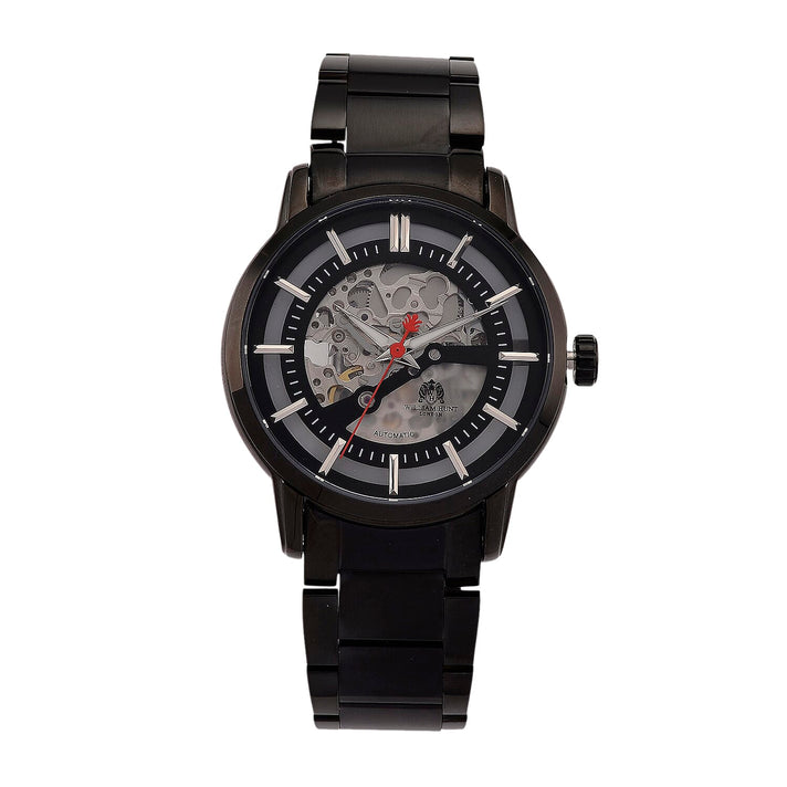 William Hunt London Limited Edition Automatic Skeleton Watch With 5 ATM Water Resistancy, Exhibition Back and Butterfly Buckle Clasp - 42MM Dial - Black 8448460 1