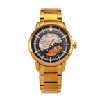 William Hunt London Limited Edition Automatic Skeleton Watch With 5 ATM Water Resistancy, Exhibition Back and Butterfly Buckle Clasp - 42MM Dial - Gold