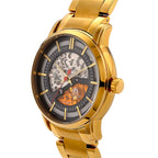 William Hunt London Limited Edition Automatic Skeleton Watch With 5 ATM Water Resistancy, Exhibition Back and Butterfly Buckle Clasp - 42MM Dial - Gold