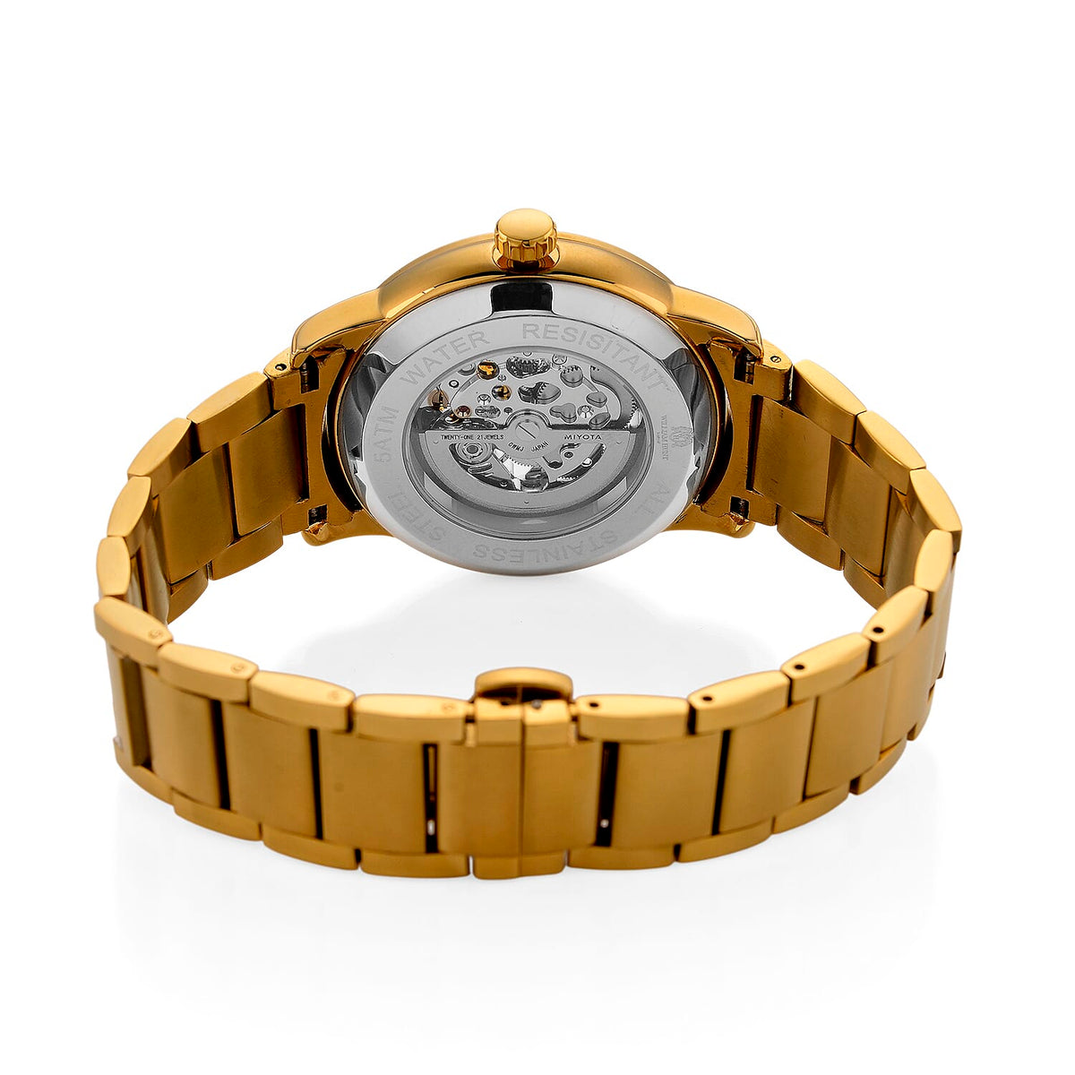 William Hunt London Limited Edition Automatic Movt. 5 ATM WR Grey Skeleton Dial (42mm) Mens Watch With Gold Stainless Steel Strap and Butterfly Buckle Clasp V32648983 7