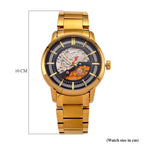 William Hunt London Limited Edition Automatic Skeleton Watch With 5 ATM Water Resistancy, Exhibition Back and Butterfly Buckle Clasp - 42MM Dial - Gold