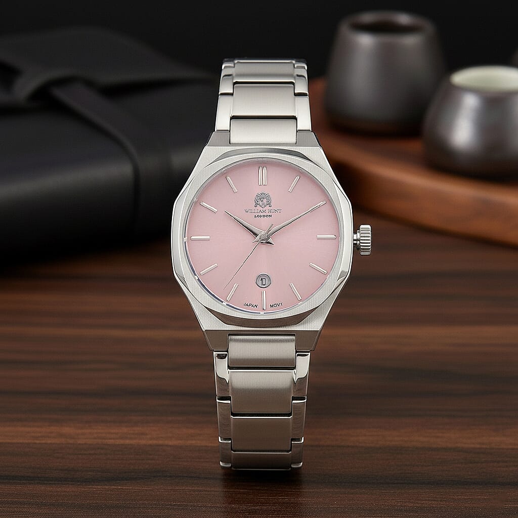 William Hunt Limited Edition Japanese Miyota Movement 5 ATM Water Resistant Watch With Date Function &amp; Presentation Box - Pink V32655179 2