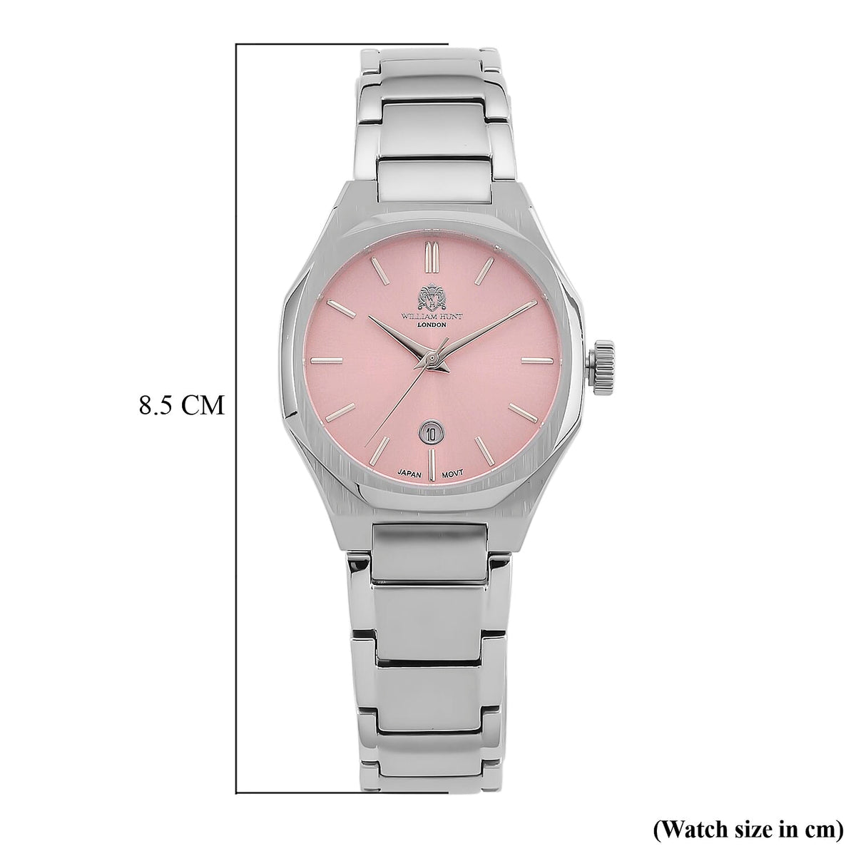 William Hunt Limited Edition Japanese Miyota Movement 5 ATM Water Resistant Watch With Date Function &amp; Presentation Box - Pink V32655179 9
