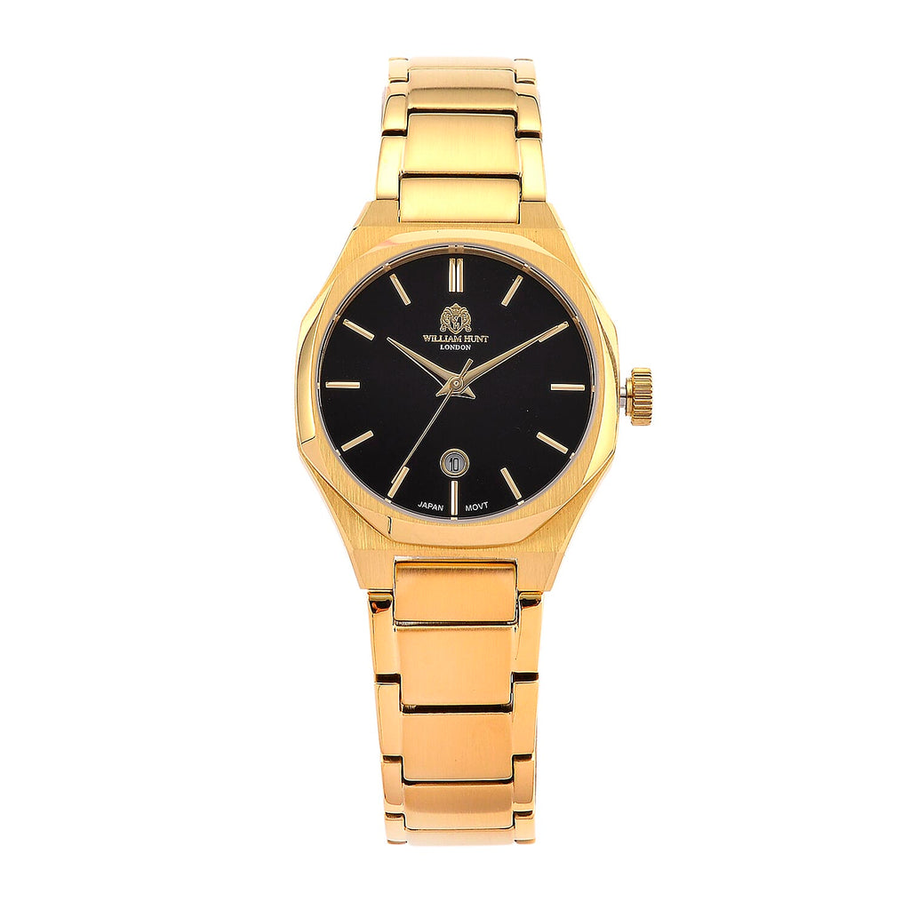 William Hunt Miyota Japanese Movement With Date Function Black Sunray Dial Watch - Black