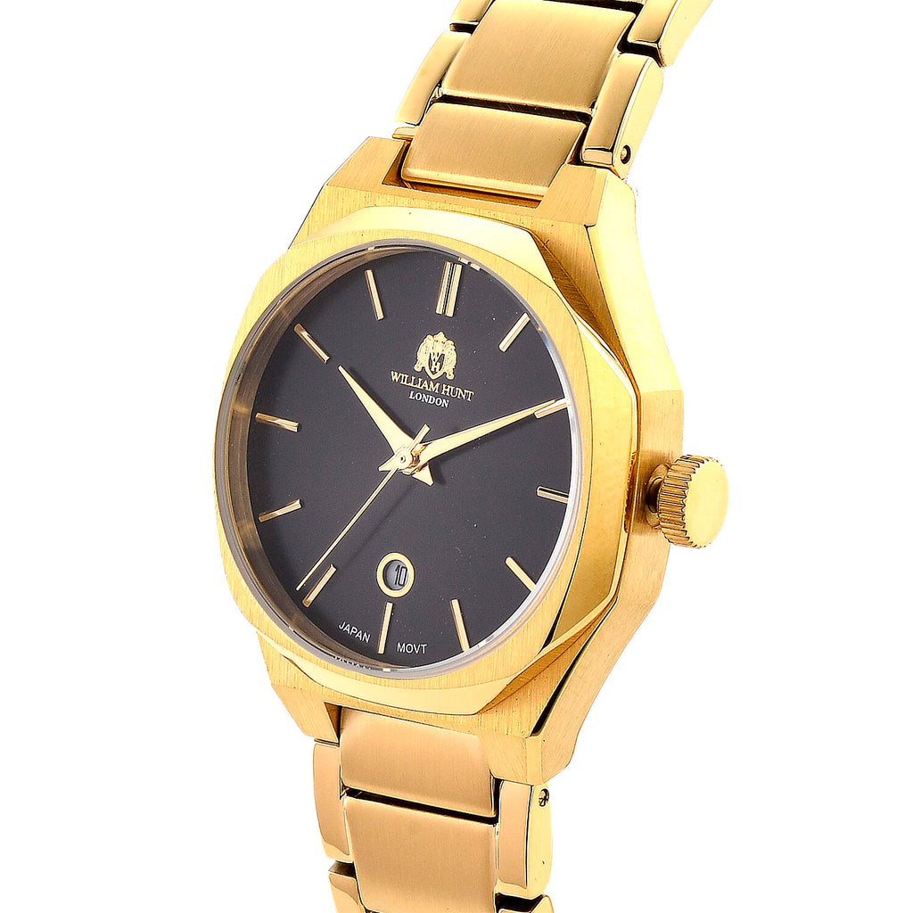 William Hunt Miyota Japanese Movement With Date Function Black Sunray Dial Watch - Black