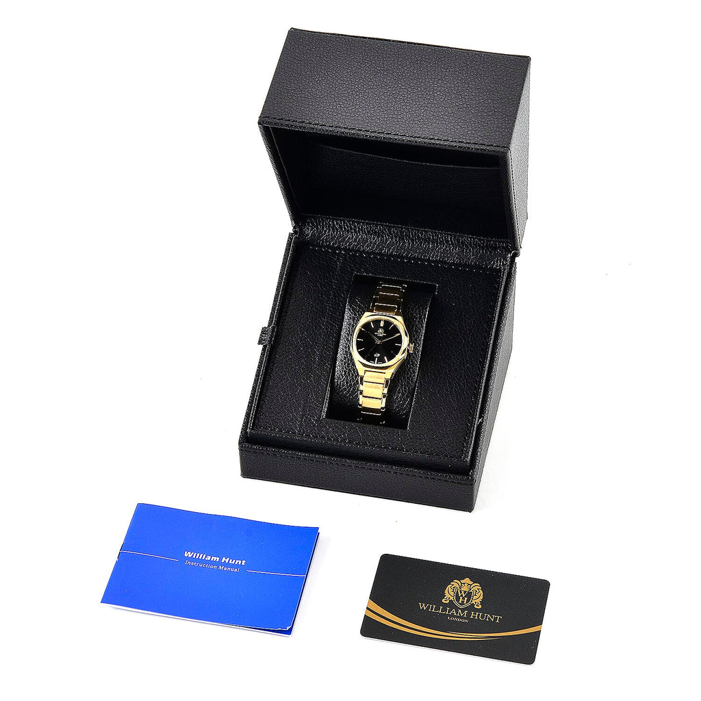 William Hunt Miyota Japanese Movement With Date Function Black Sunray Dial Watch - Black